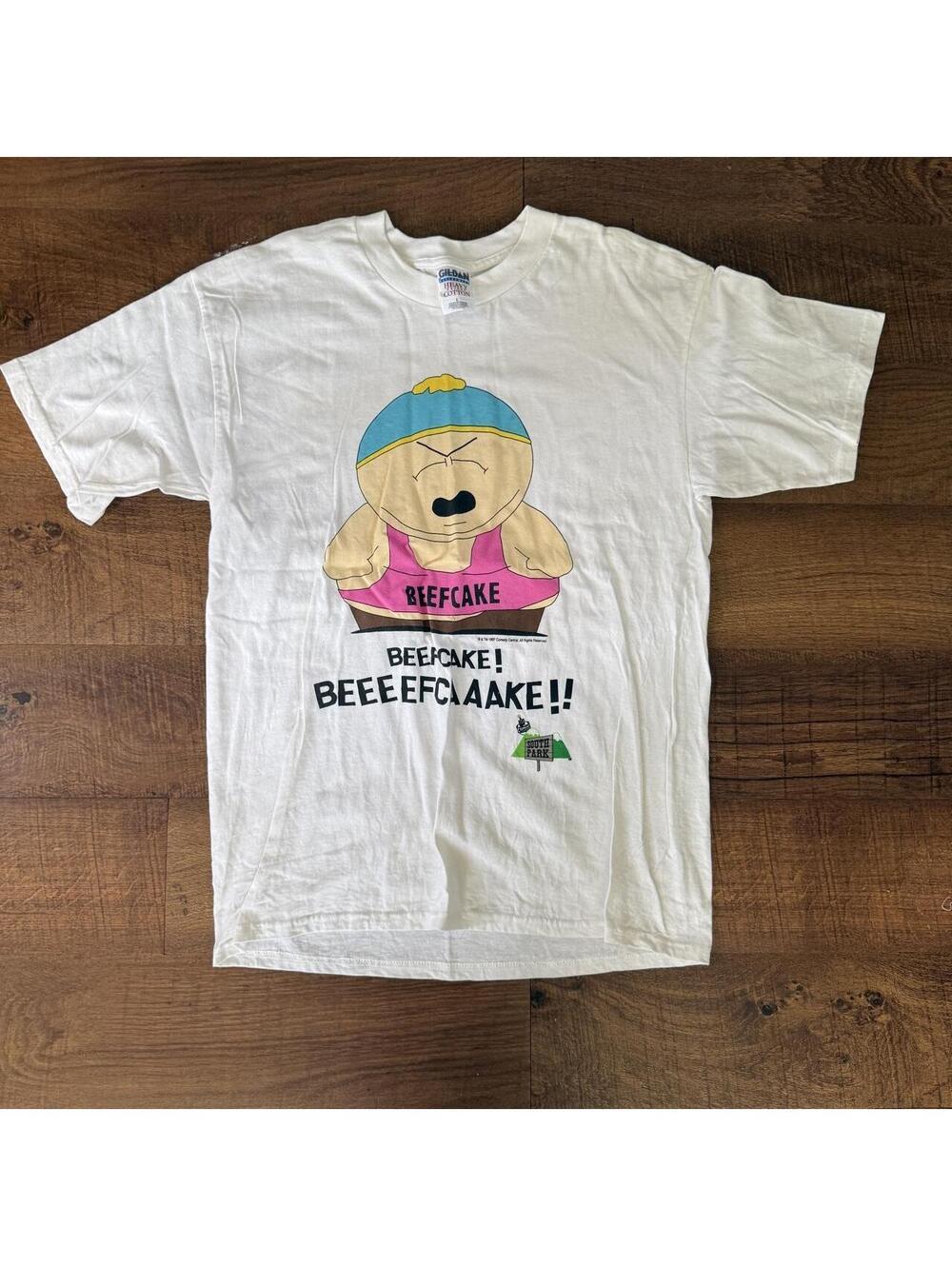 Vintage 90s South Park Cartman Beefcake Tee 1997 Gildan L